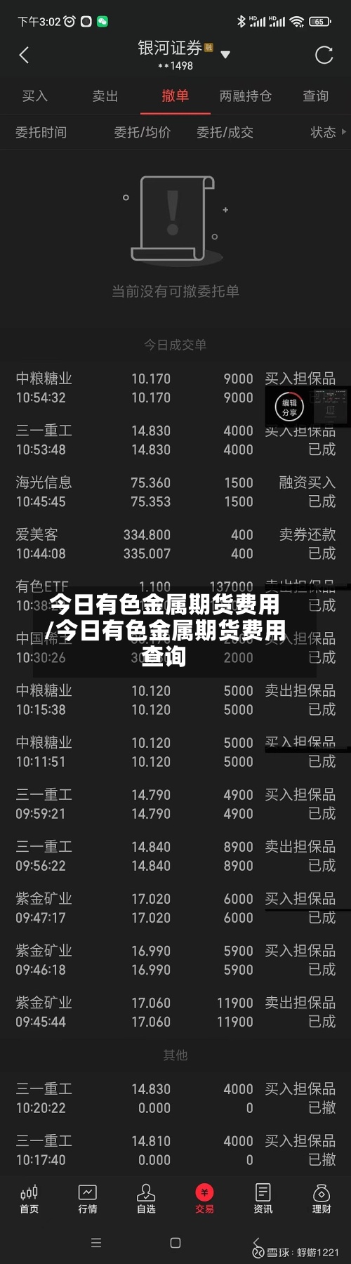 今日有色金属期货费用/今日有色金属期货费用查询