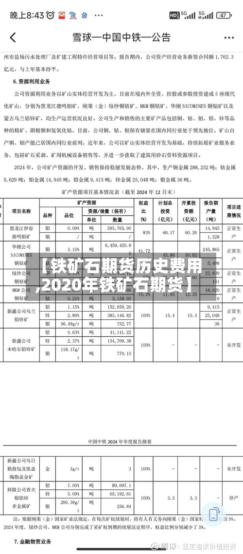 【铁矿石期货历史费用,2020年铁矿石期货】
