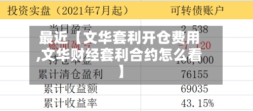 最近【文华套利开仓费用,文华财经套利合约怎么看】