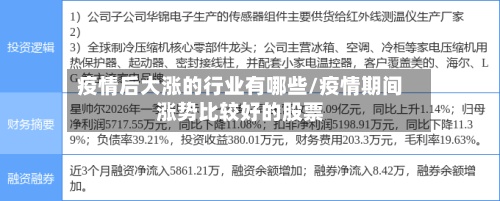 疫情后大涨的行业有哪些/疫情期间涨势比较好的股票